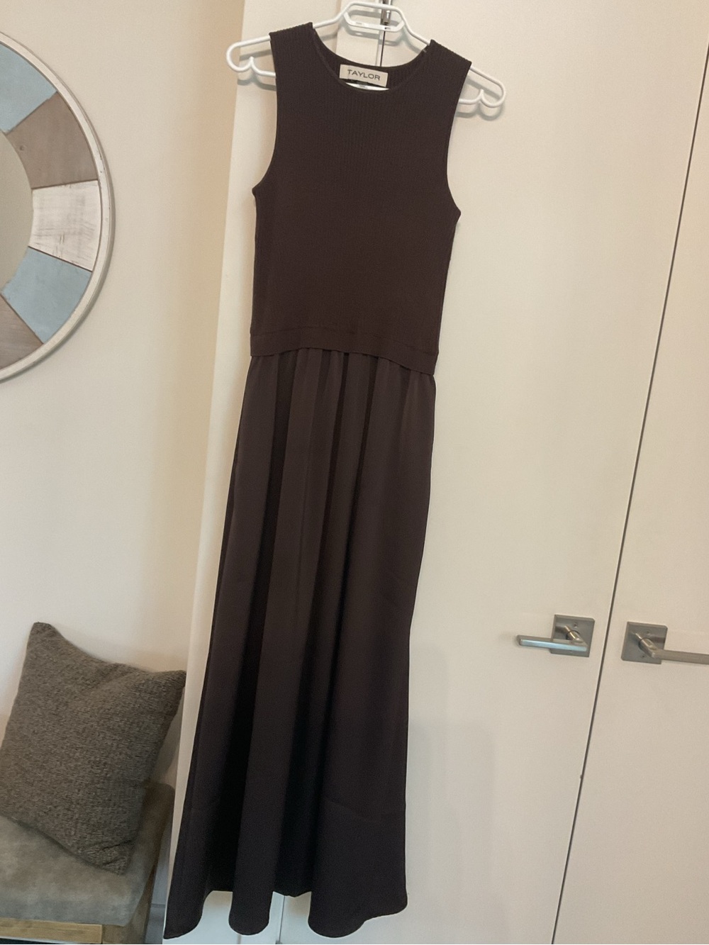 Taylor Maxi Chocolate 2 Fer Sleeveless Sweater Dress with Pockets. - Picture 3 of 11
